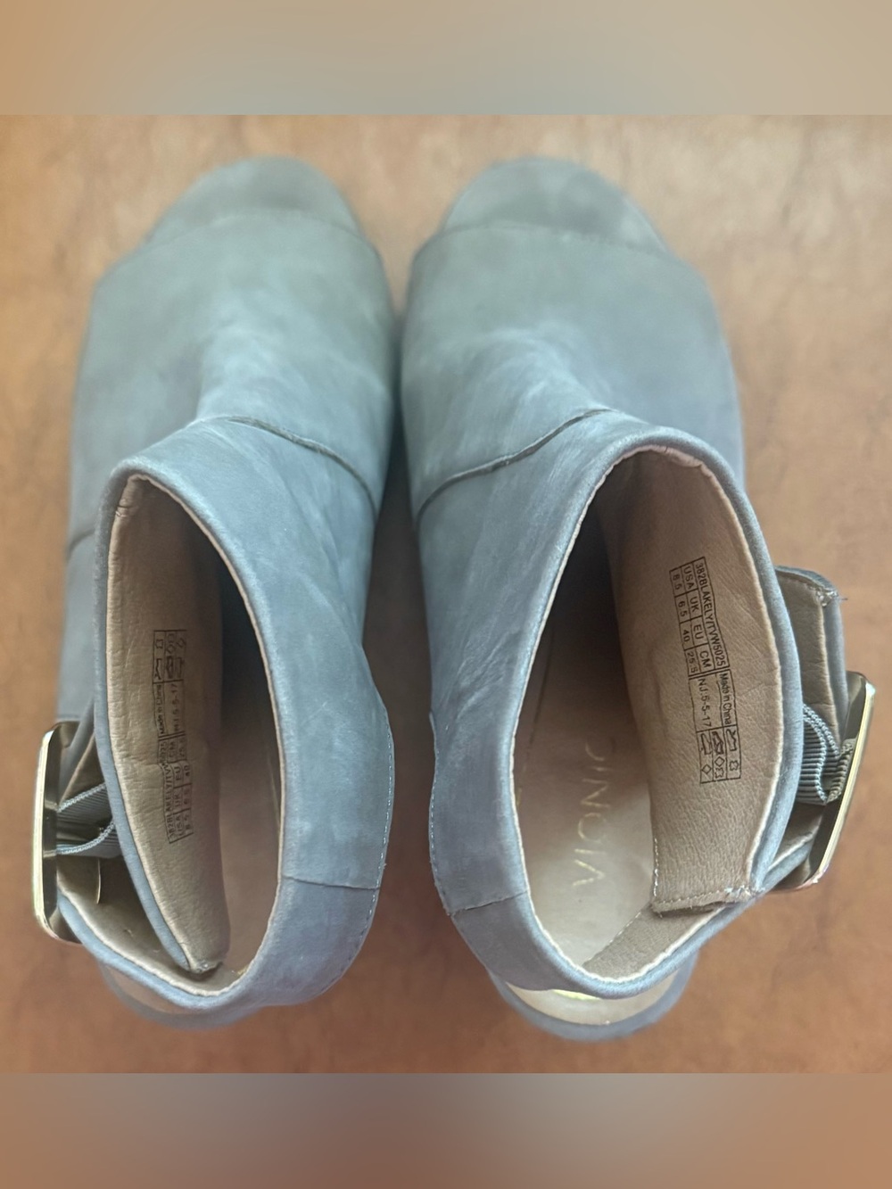 Vionic Blakely Grey Leather Open Toe Slingback Block Heel Booties Size 8.5 - Picture 8 of 11